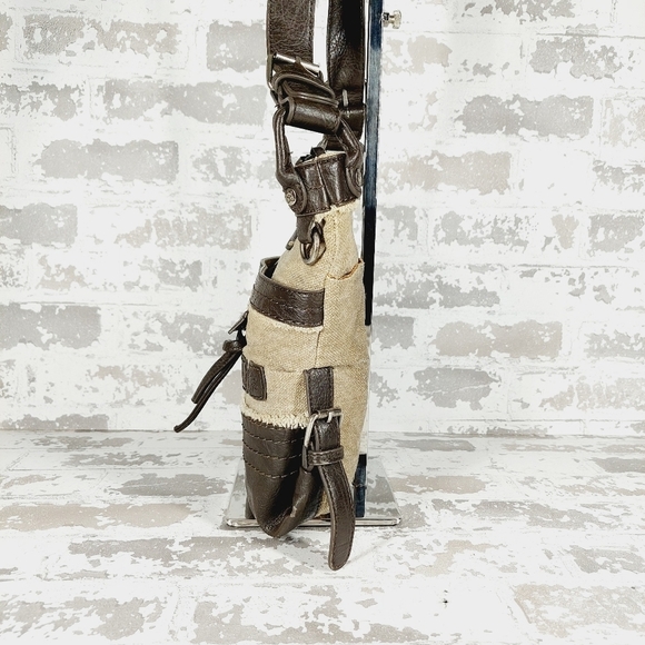 Sherpani Luna Brown Tan Leather Canvas Zip Pockets Crossbody Bag 0820 - Picture 7 of 15